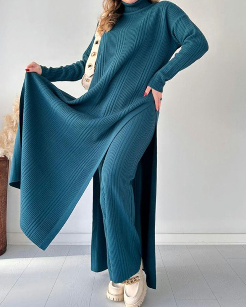 Vestido Maxi de Malha com Corte Solto