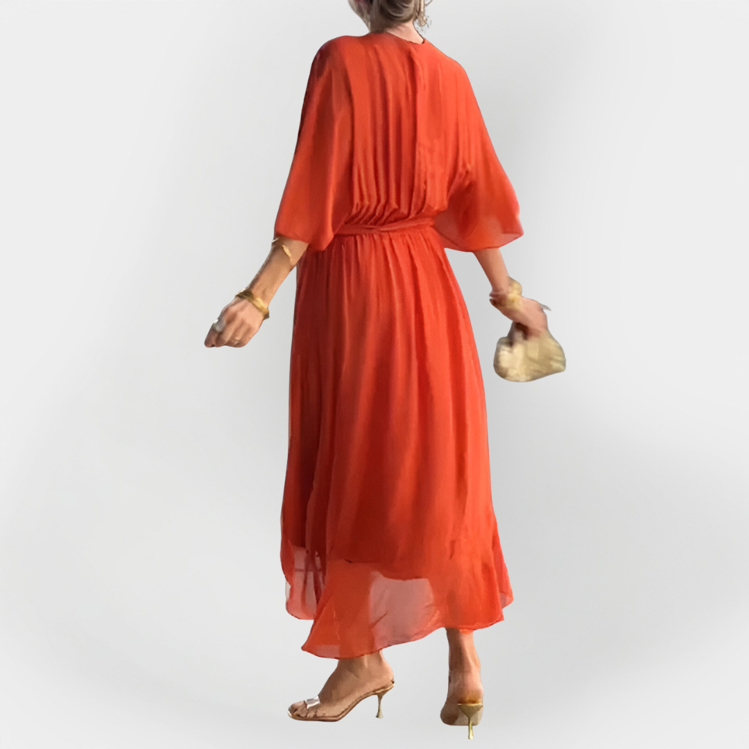 Vestido de Chiffon com Decote em V