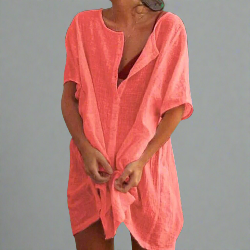 Vestido de verão orgânico em algodão e linho para momentos confortáveis de verão