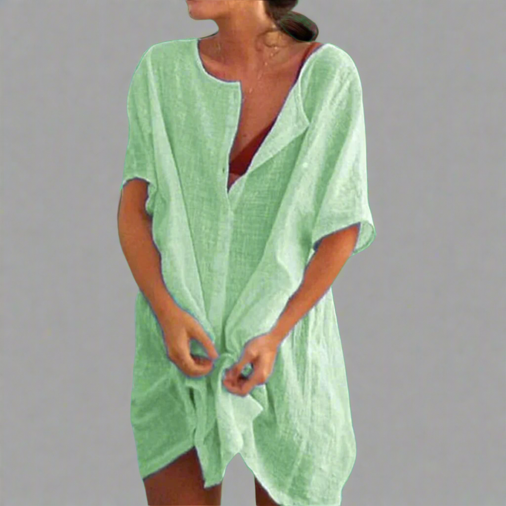 Vestido de verão orgânico em algodão e linho para momentos confortáveis de verão