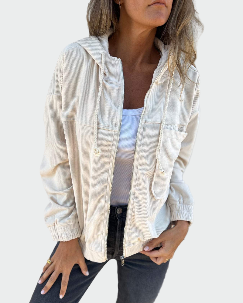 Casaco em Tecido de Veludo com Riscas