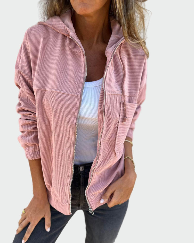 Casaco em Tecido de Veludo com Riscas