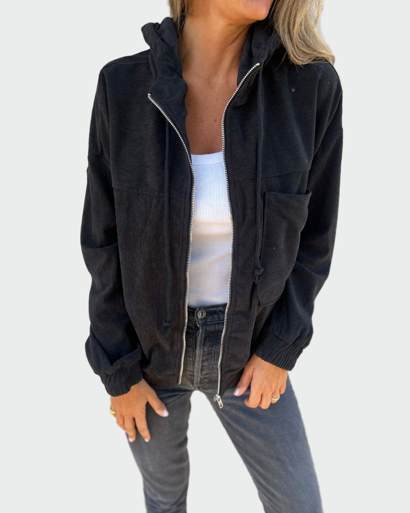 Casaco em Tecido de Veludo com Riscas