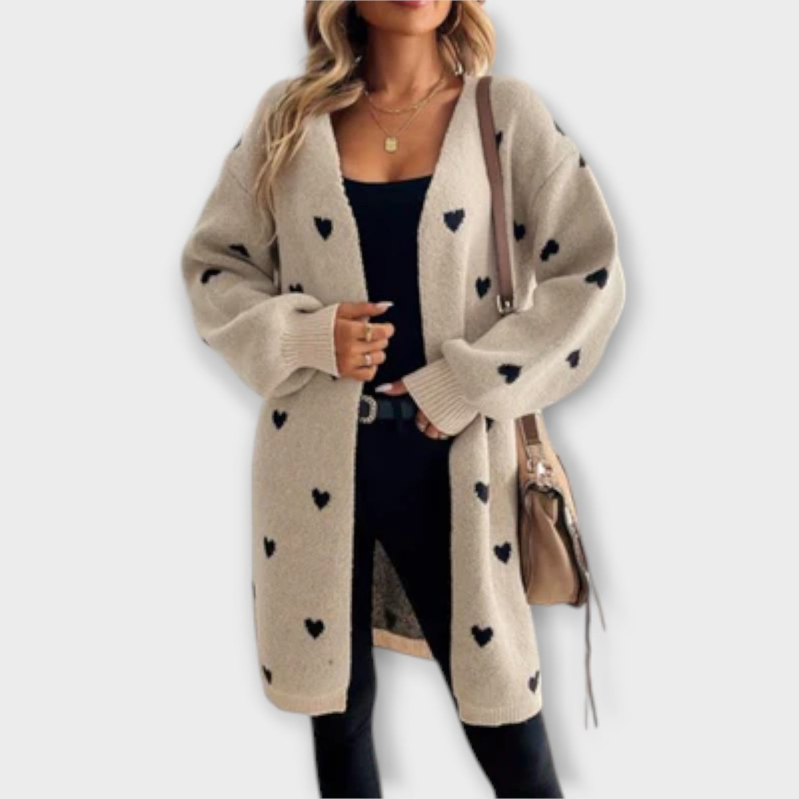 Júlia - Cardigã com padrão de coração