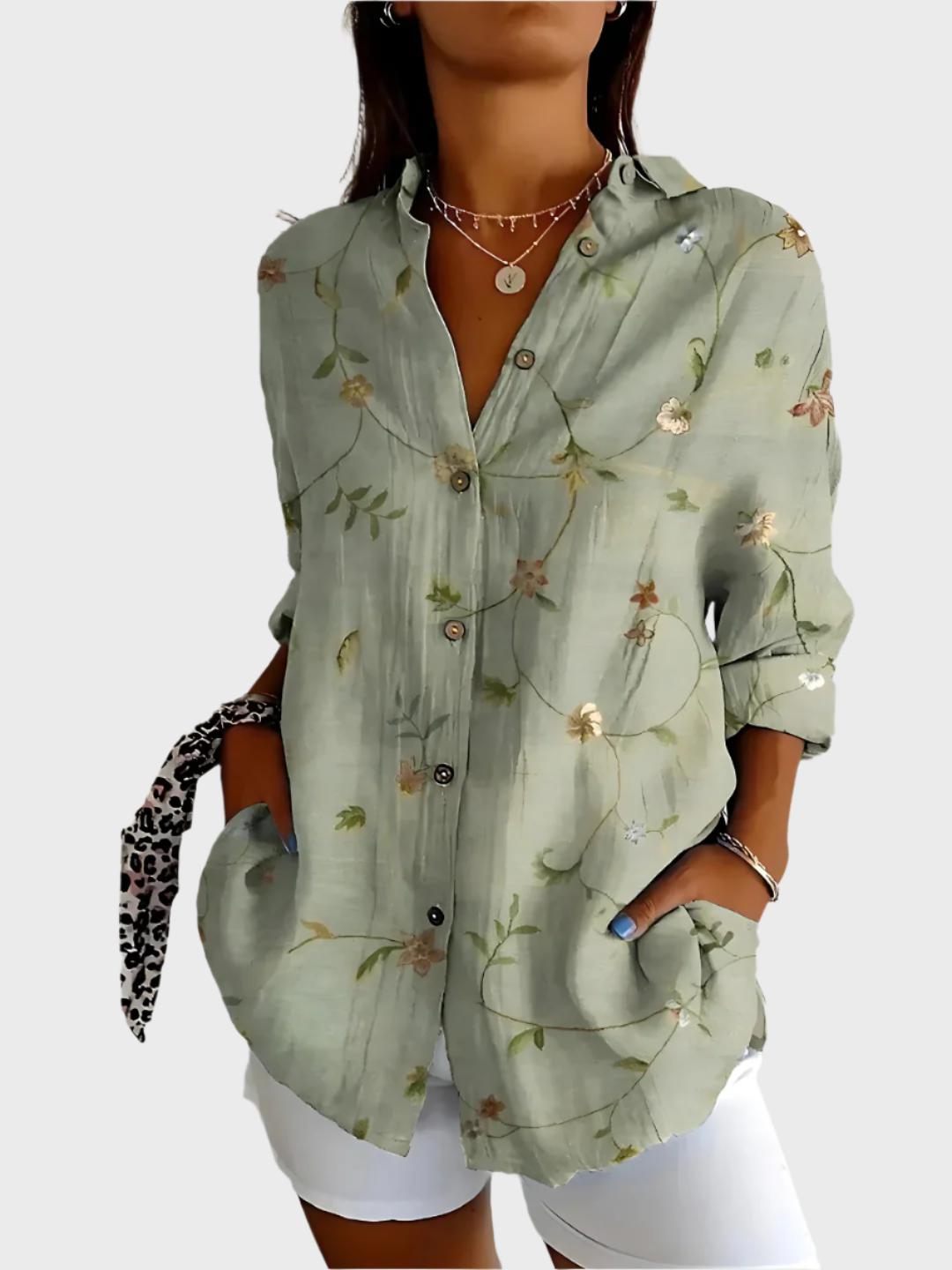 Camisola de Algodão com Padrão Floral