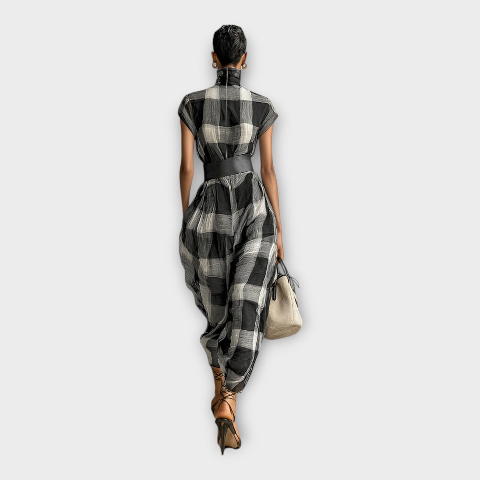 Vestido com fluxo sofisticado e elegância