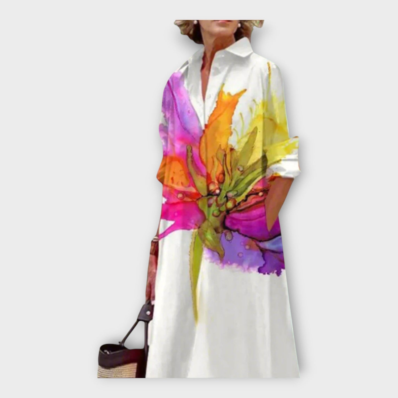 Vestido Artesanal com Padrão Geométrico