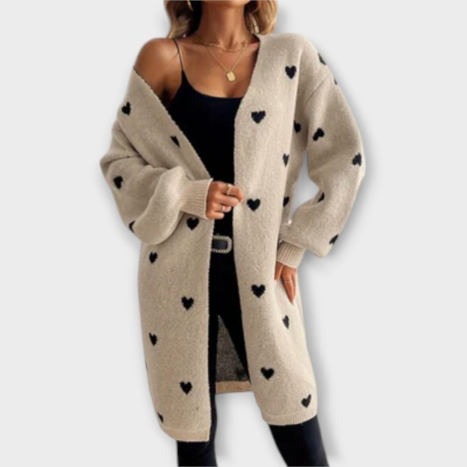 Júlia - Cardigã com padrão de coração