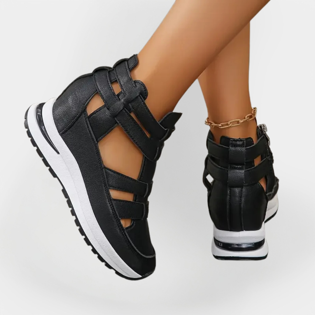 Sandal elegante e leve com salto e fecho lateral