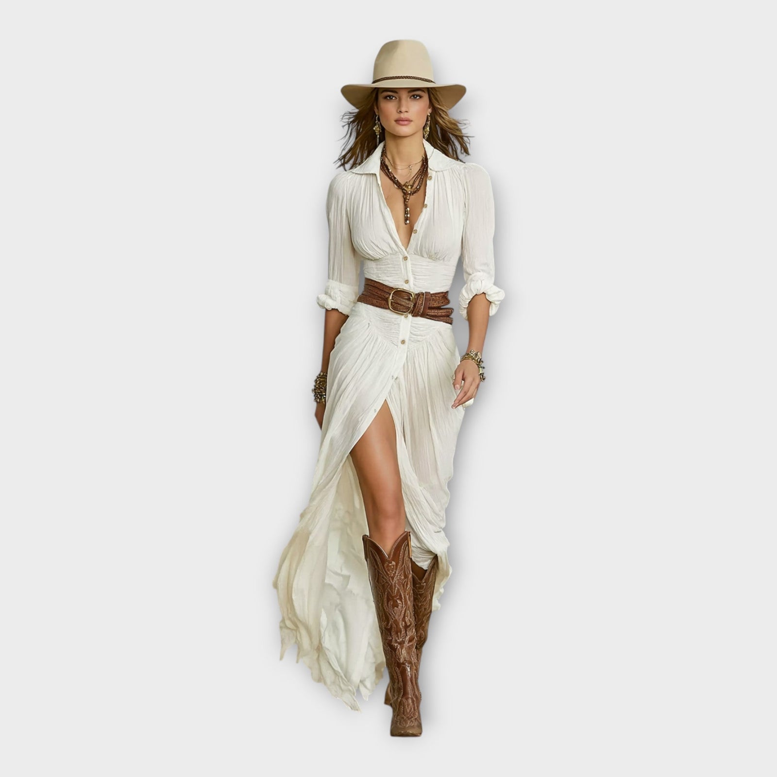 Vestido longo com elegância boémia