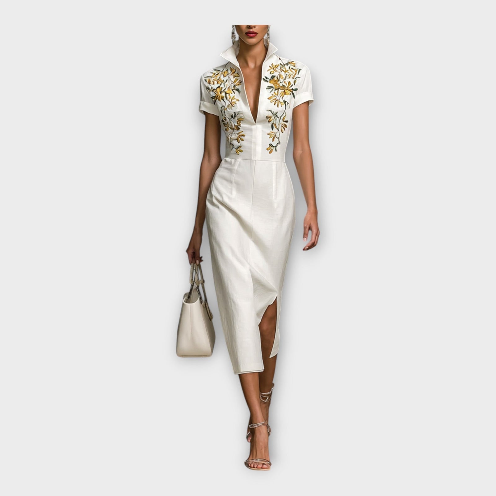 Vestido com detalhe bordado requintado