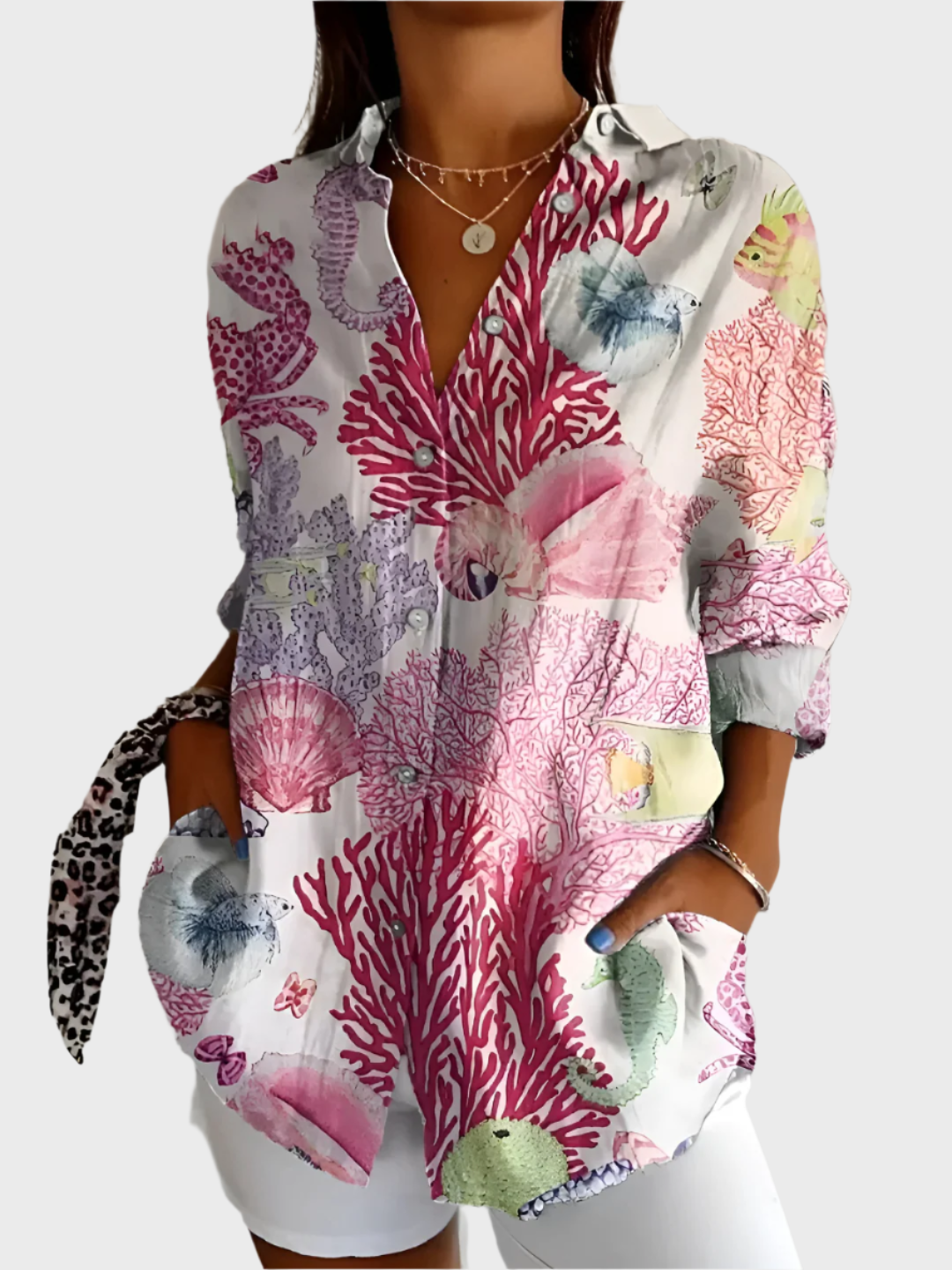 Camisola de Algodão com Padrão Floral