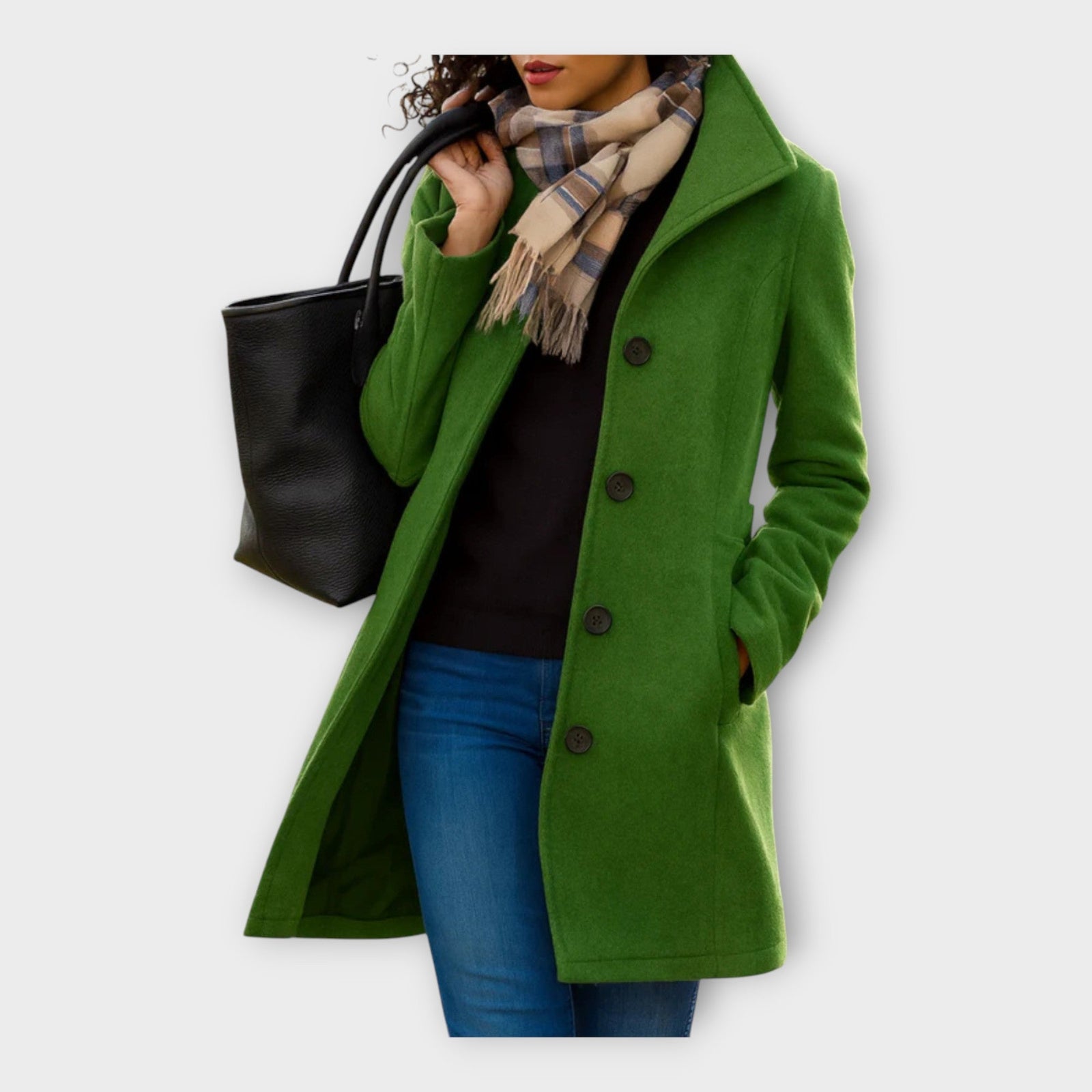 Casaco de Lã Elegante com Botões