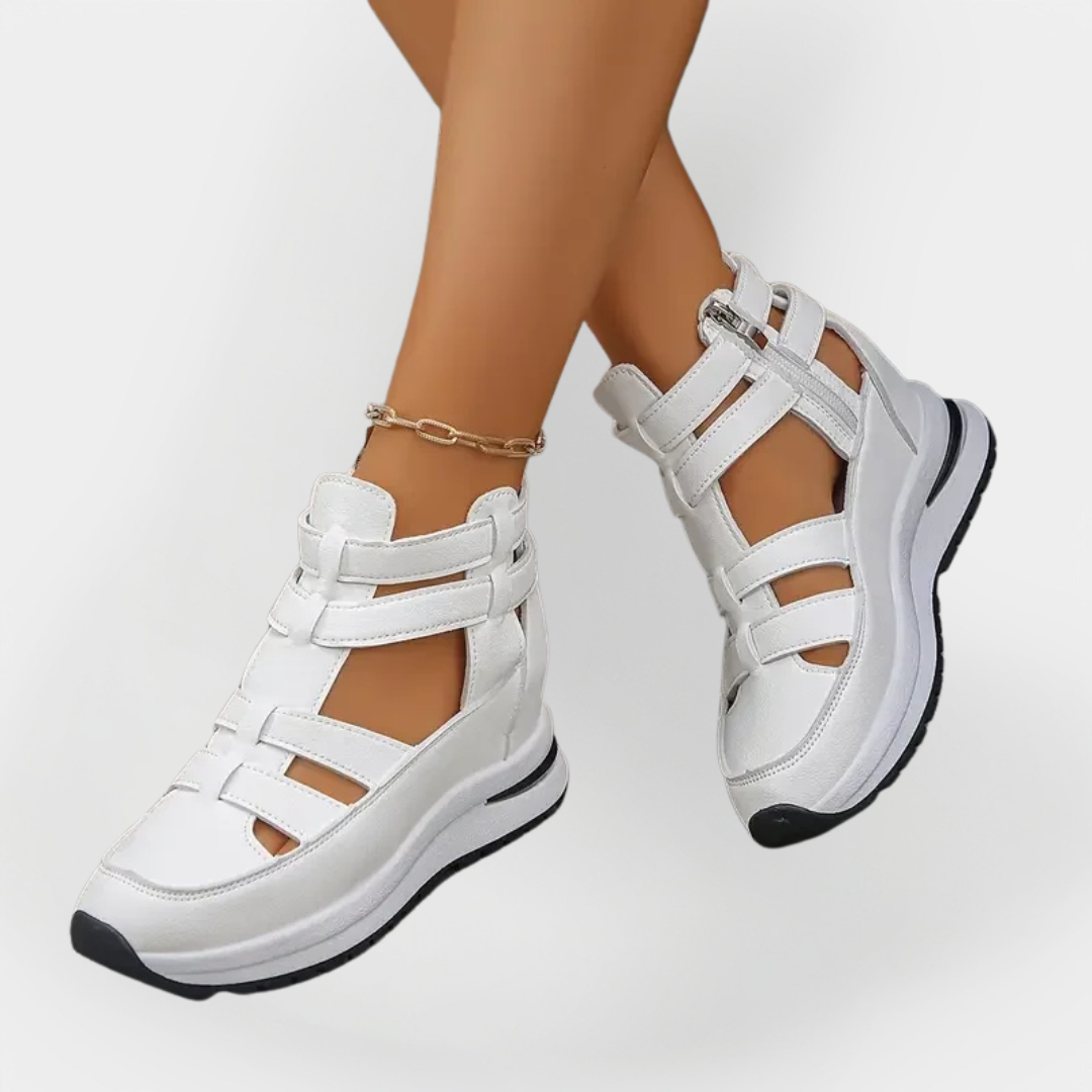 Sandal elegante e leve com salto e fecho lateral