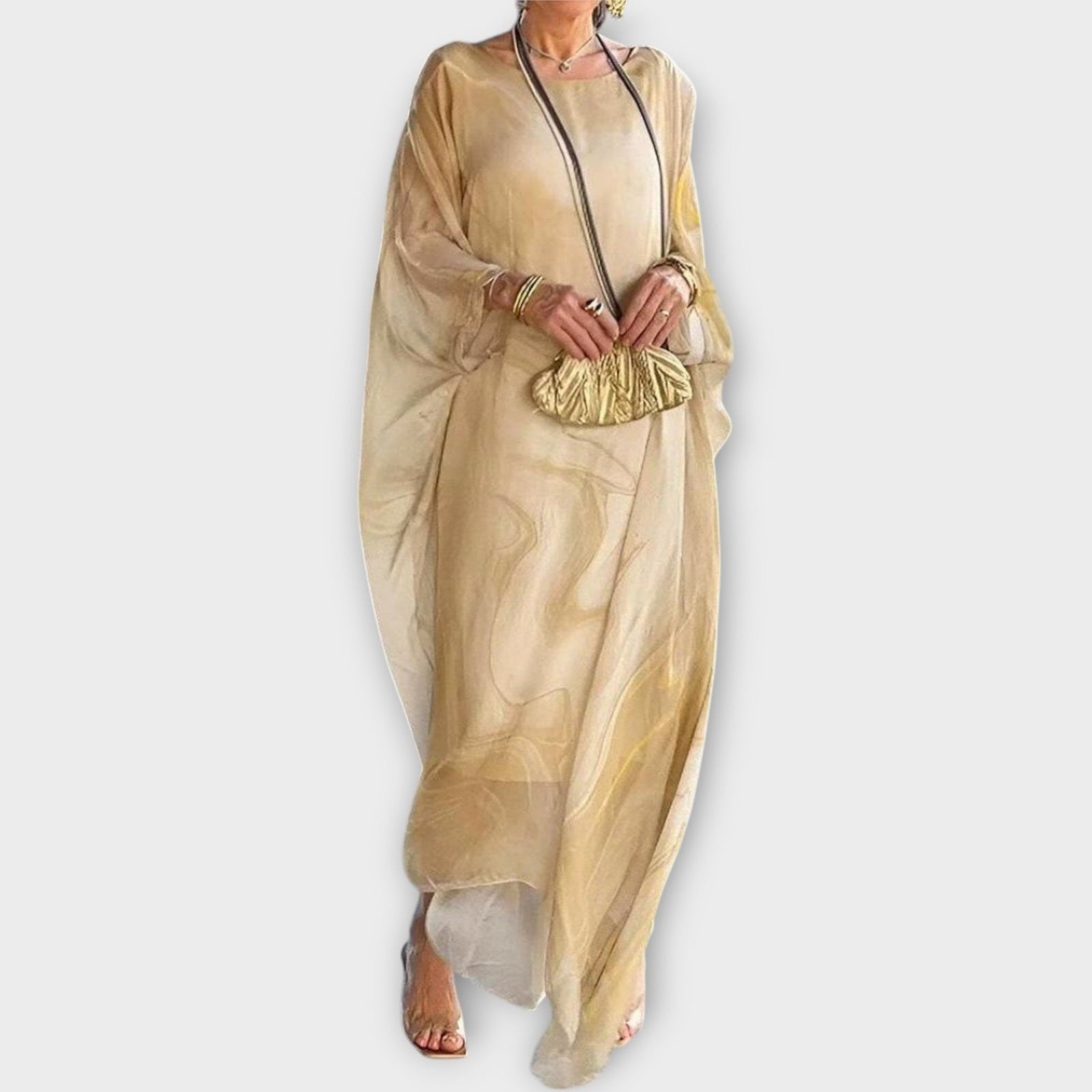 Caftan Maxi com Textura Transparente