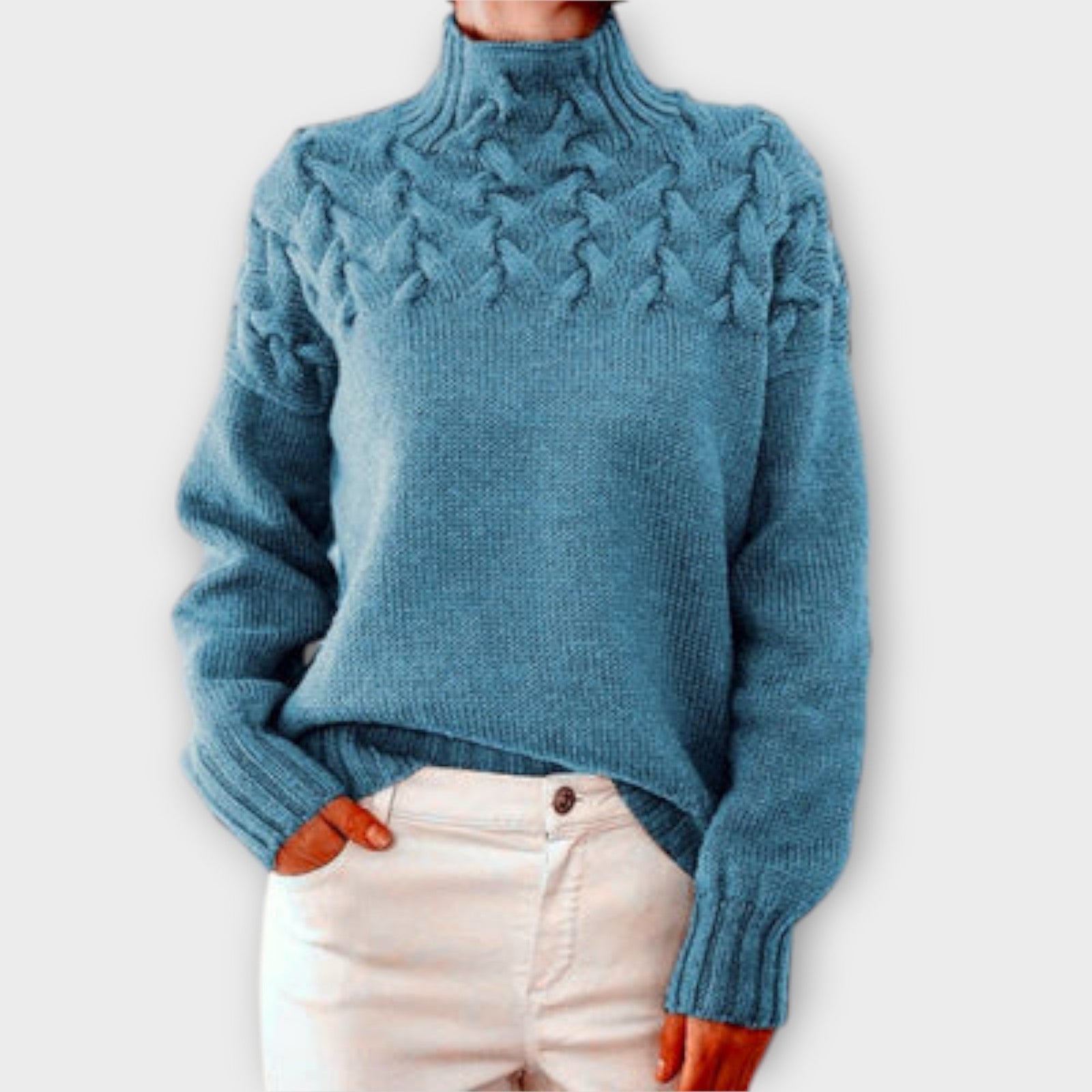 Eva - Sweater feminino com detalhe de malha