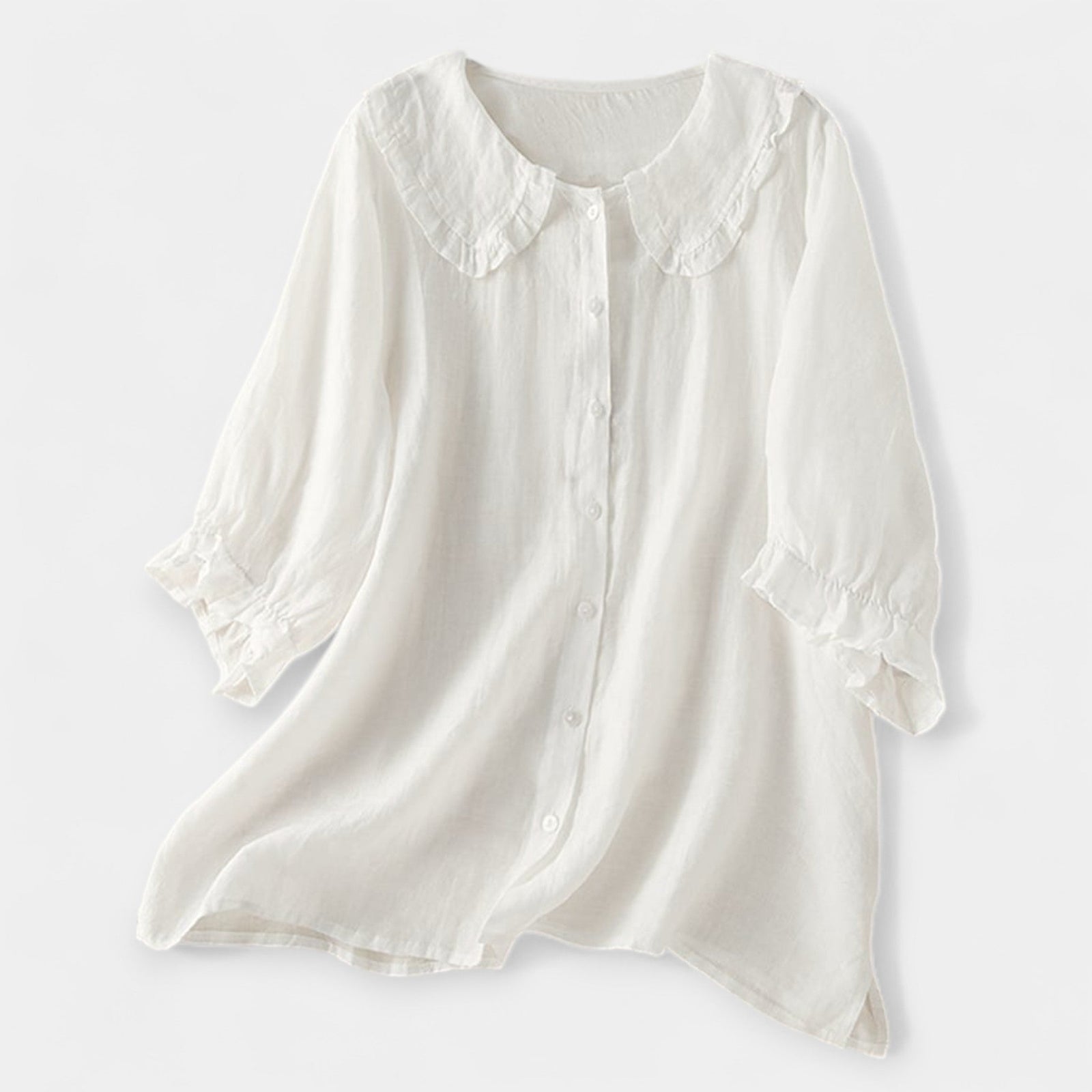 Camisa com Riscas e Gola Decorativa