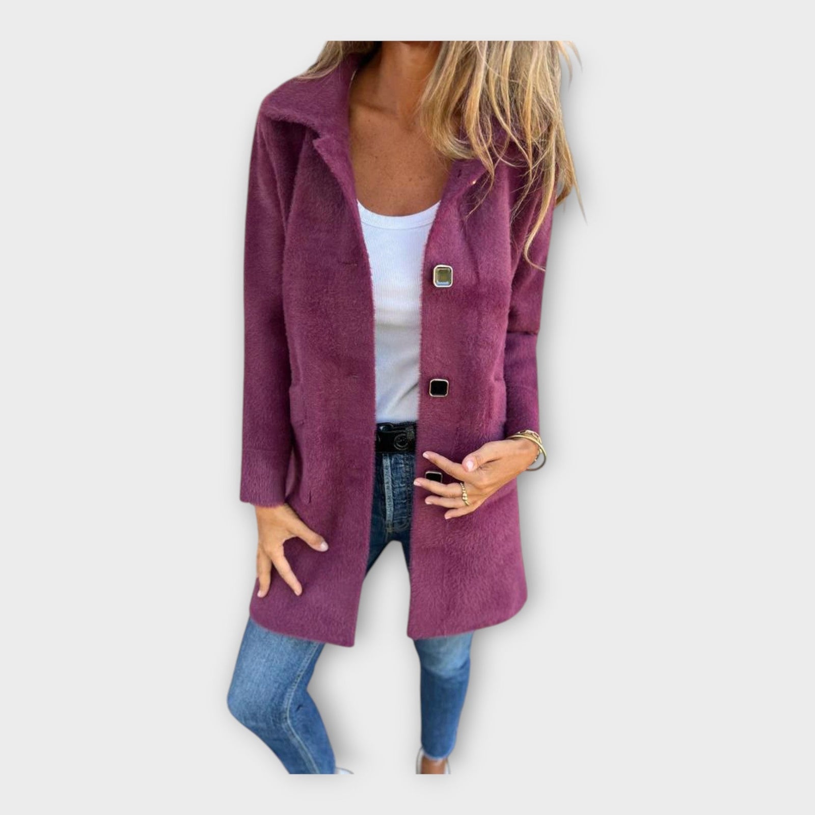 Casaco de Lã com Fecho Elegante