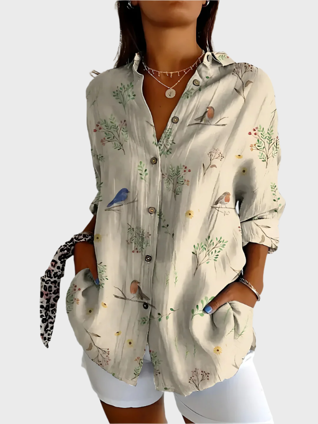 Camisola de Algodão com Padrão Floral