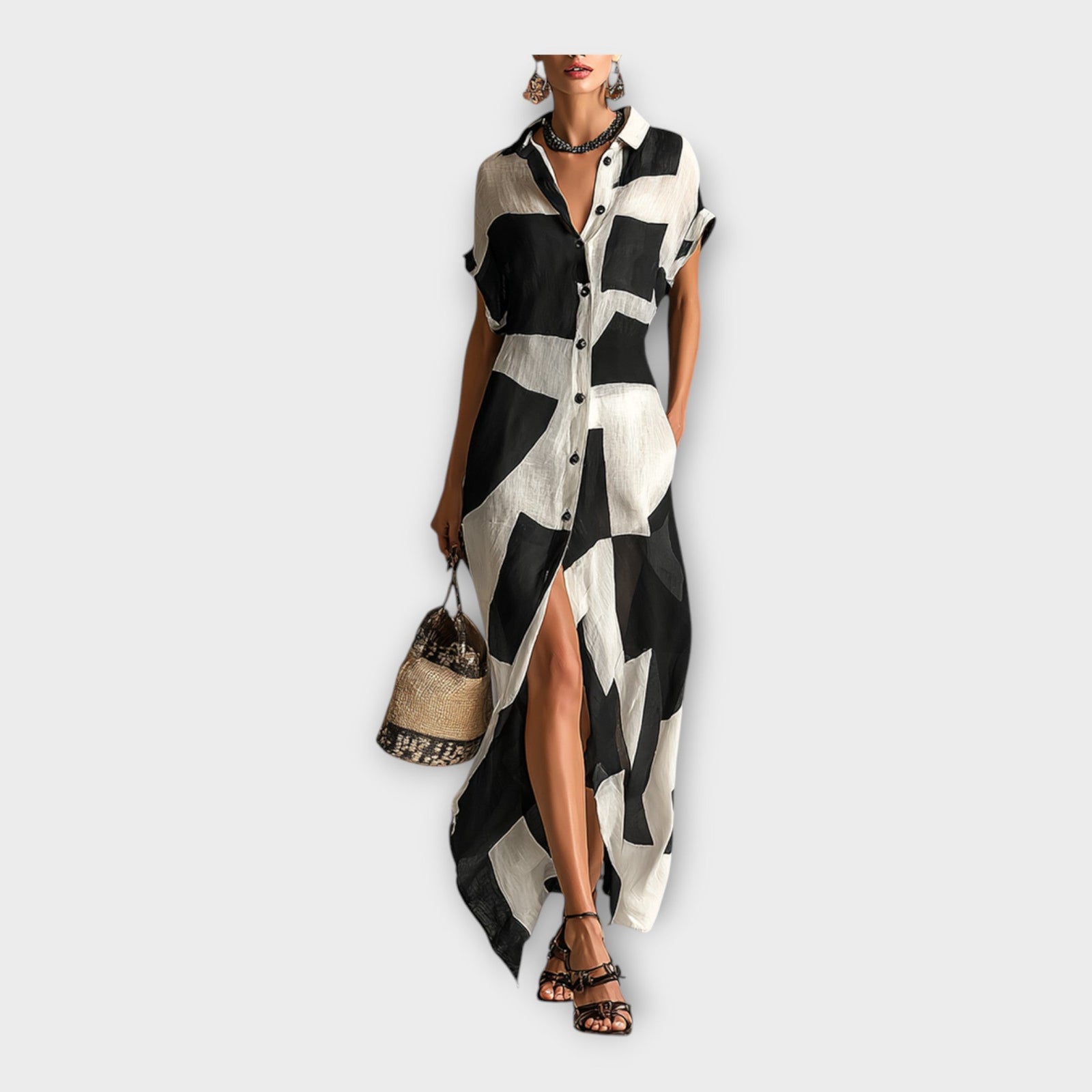 Vestido longo elegante com design moderno e sofisticação atemporal