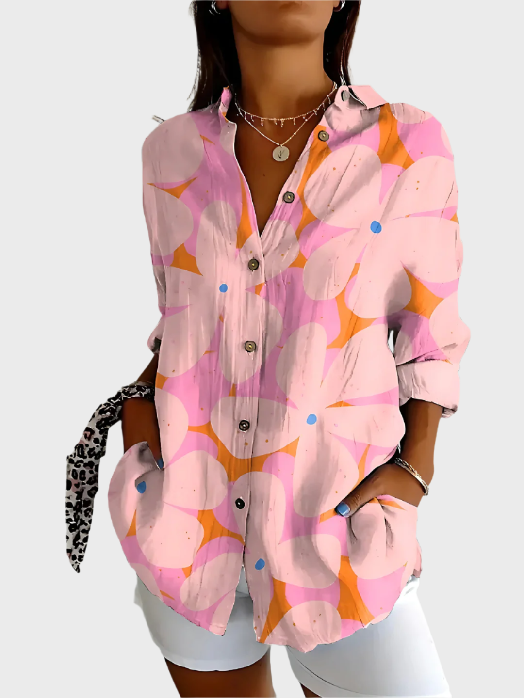 Camisola de Algodão com Padrão Floral