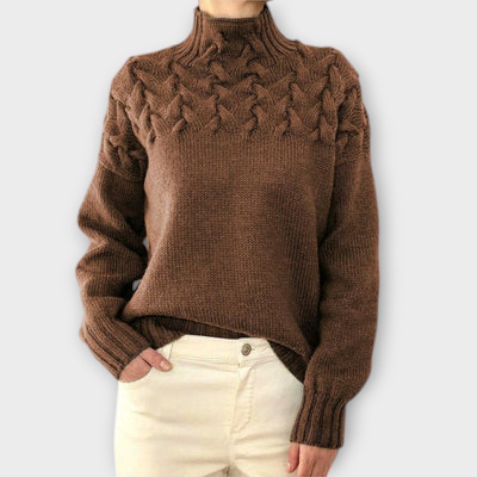 Eva - Sweater feminino com detalhe de malha