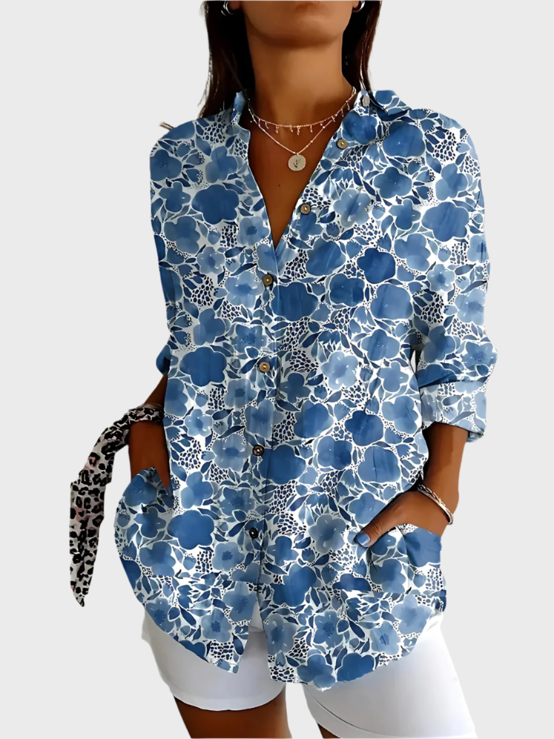 Camisola de Algodão com Padrão Floral