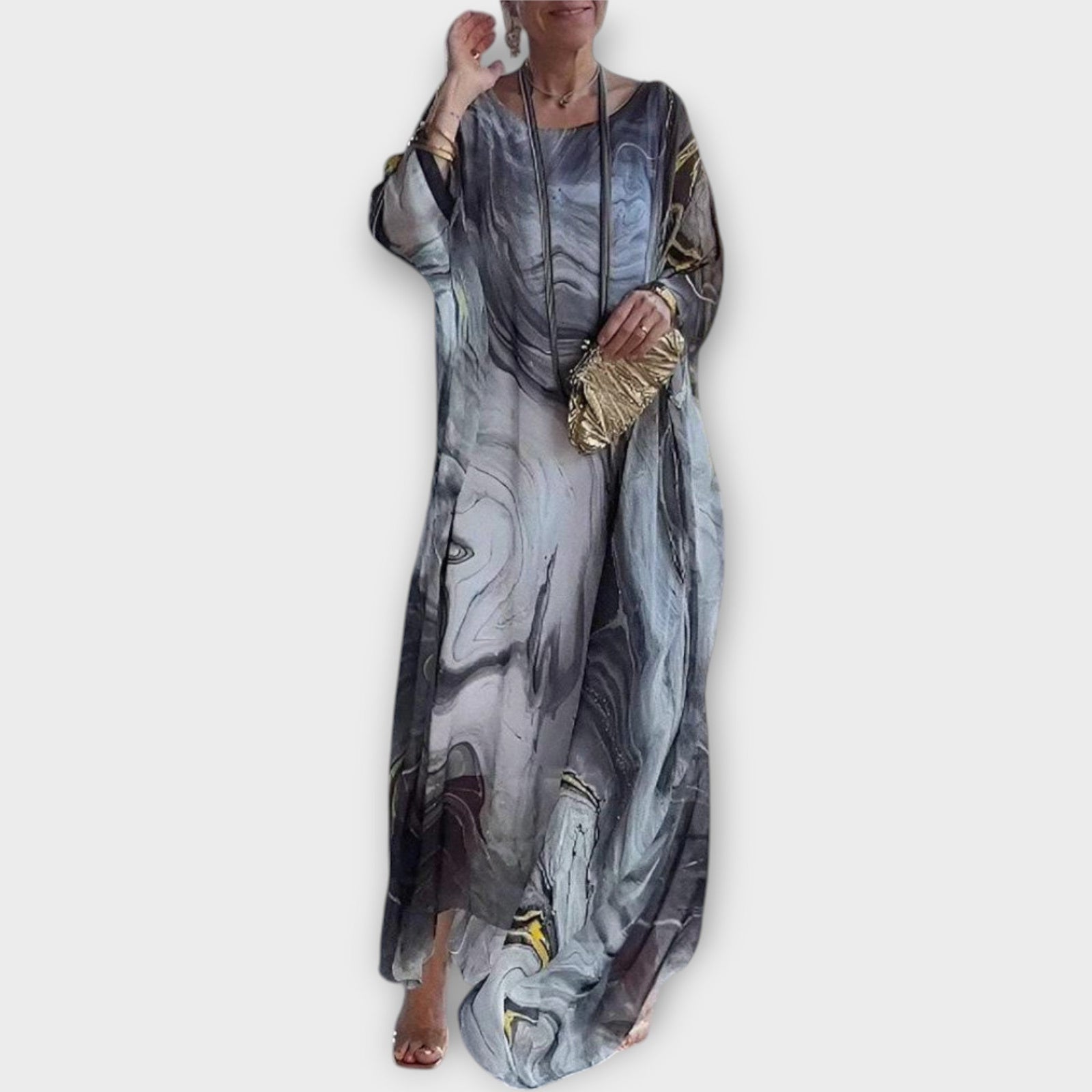 Caftan Maxi com Textura Transparente