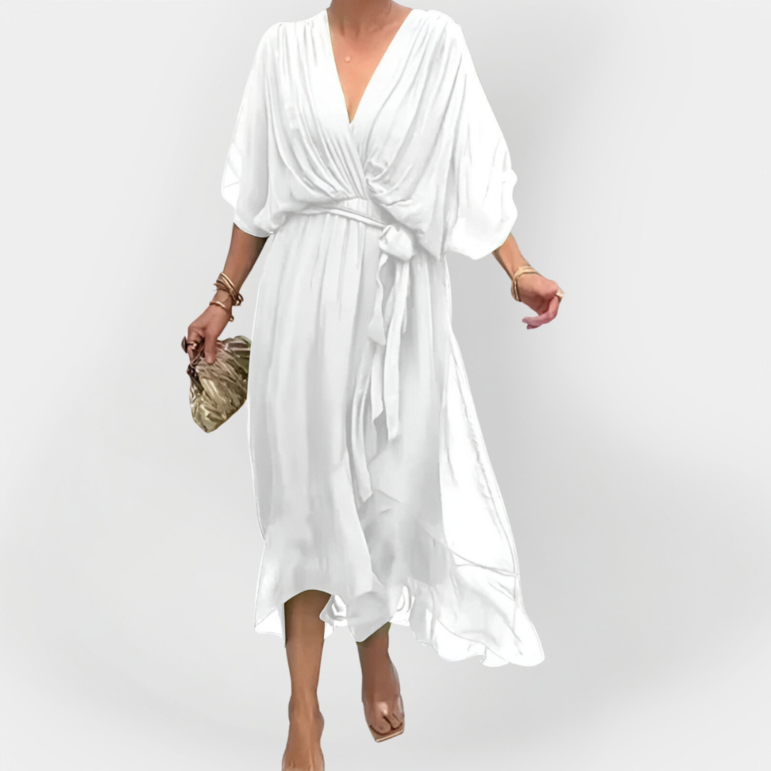 Vestido de Chiffon com Decote em V