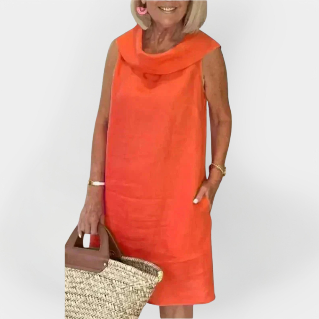 Vestido com Gola Cruzada