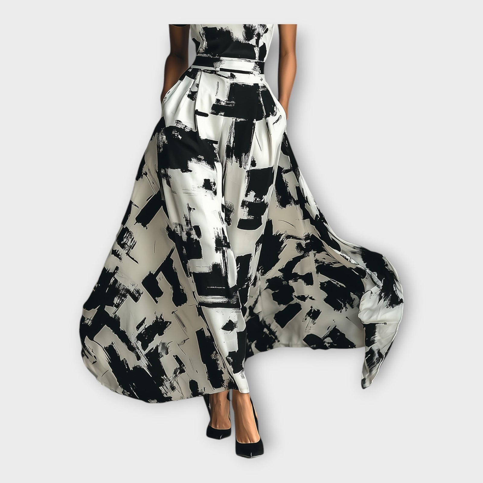 Vestido longo com elegância artística