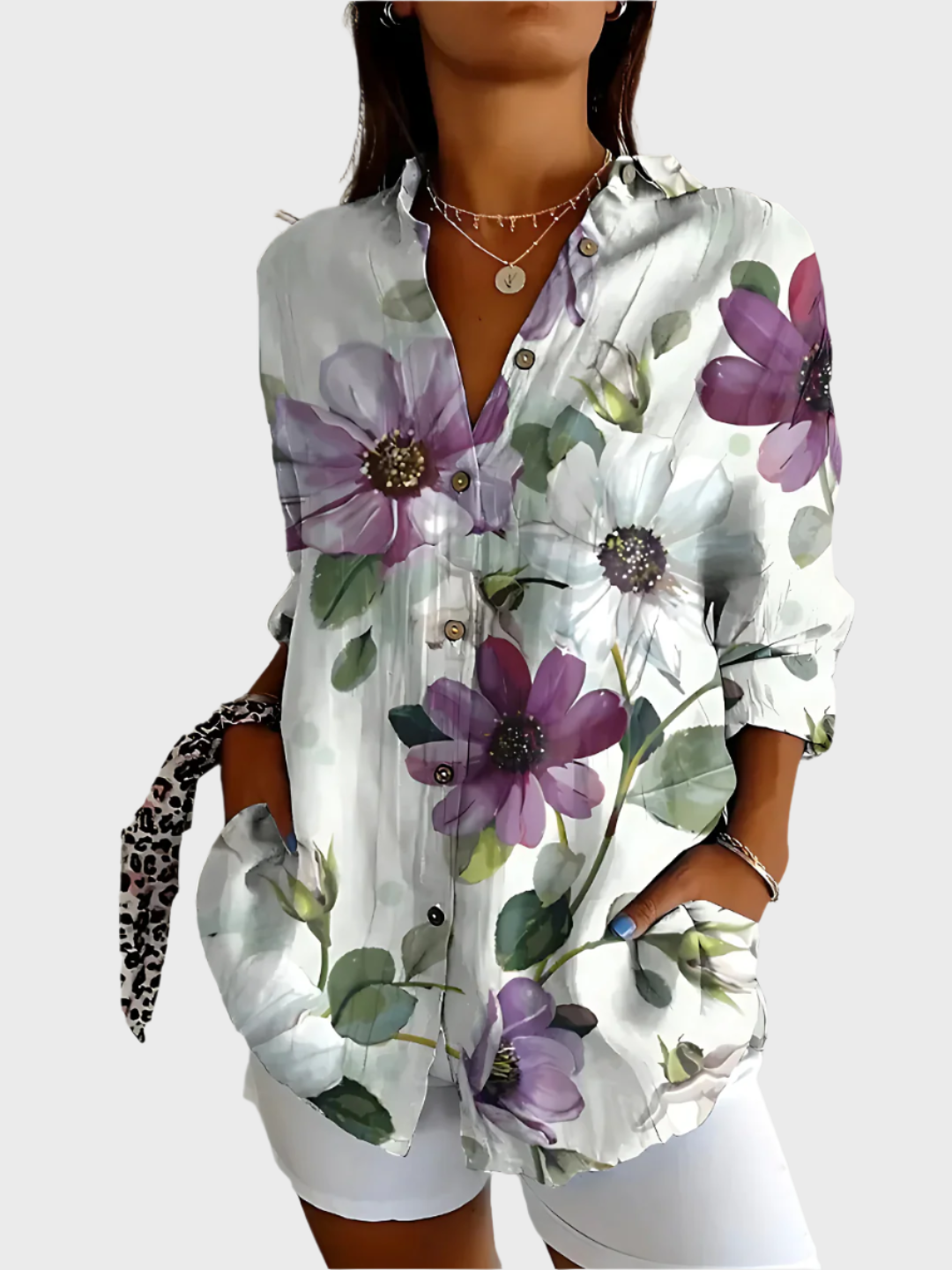 Camisola de Algodão com Padrão Floral