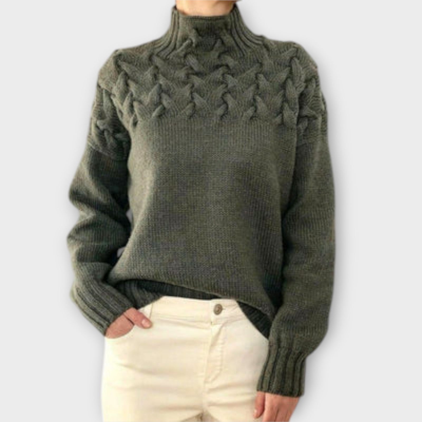 Eva - Sweater feminino com detalhe de malha