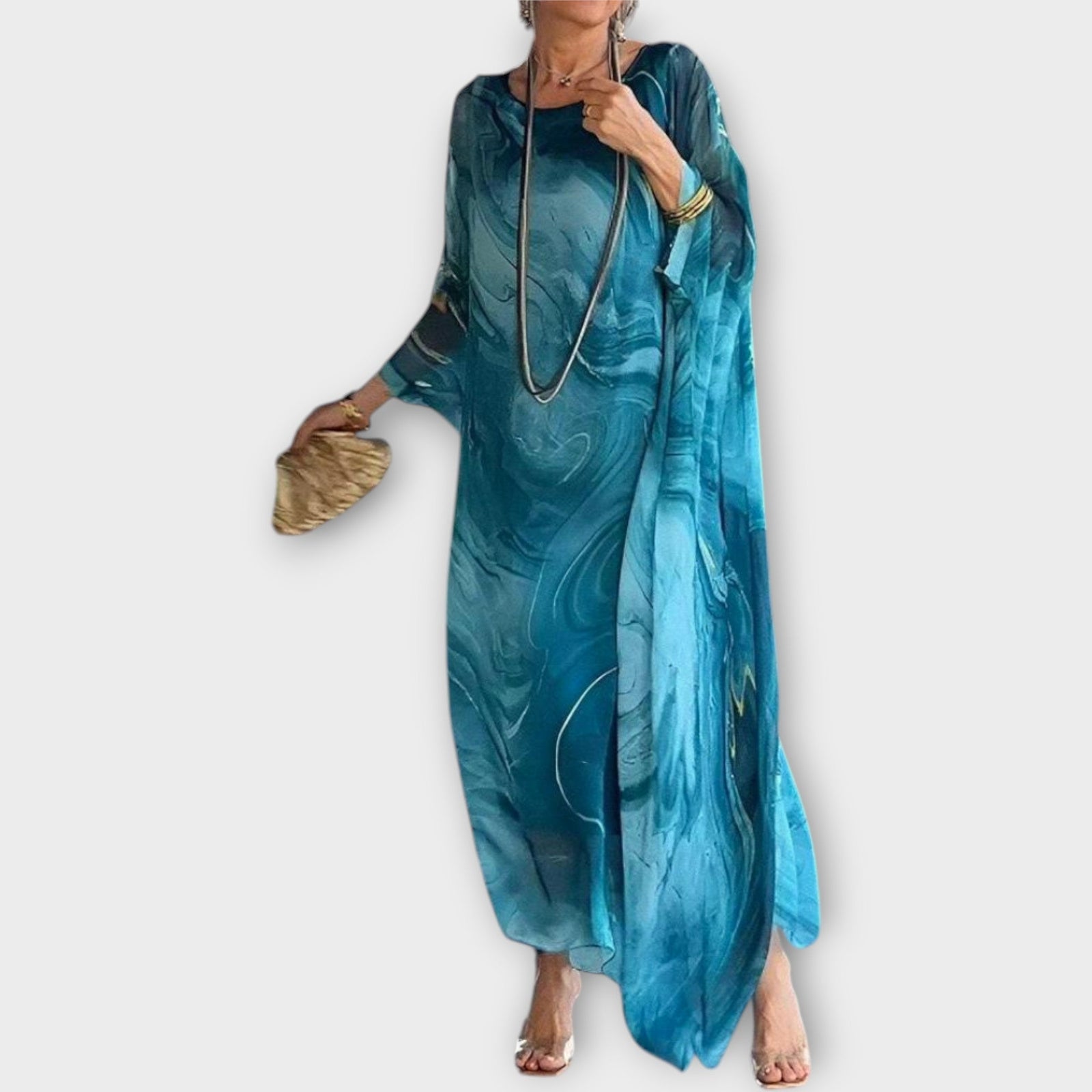 Caftan Maxi com Textura Transparente