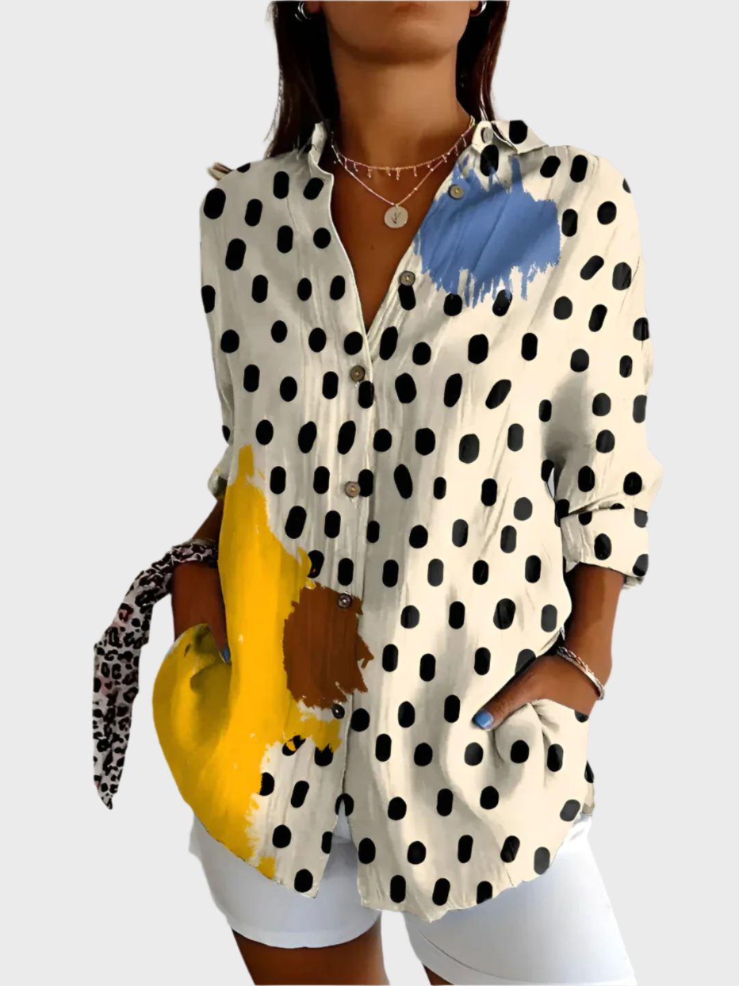 Camisola de Algodão com Padrão Floral