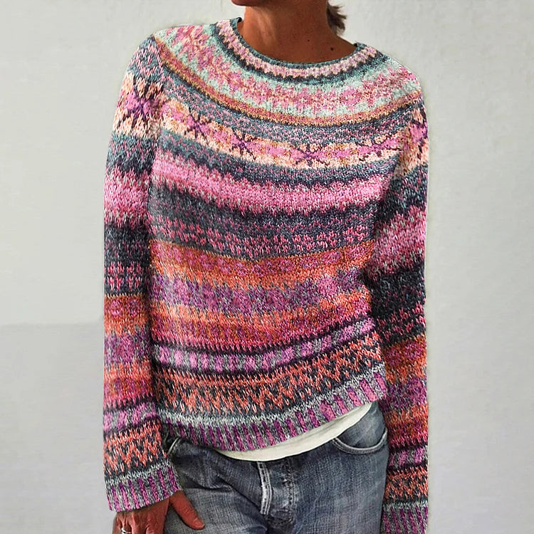 Pullover de Malha com Padrão Impressionante