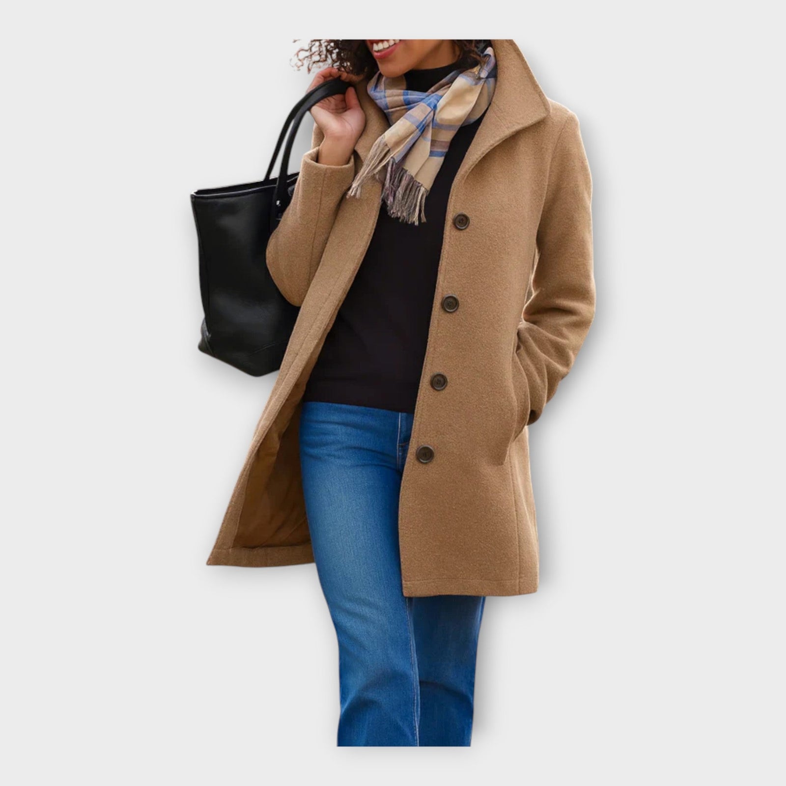 Casaco de Lã Elegante com Botões