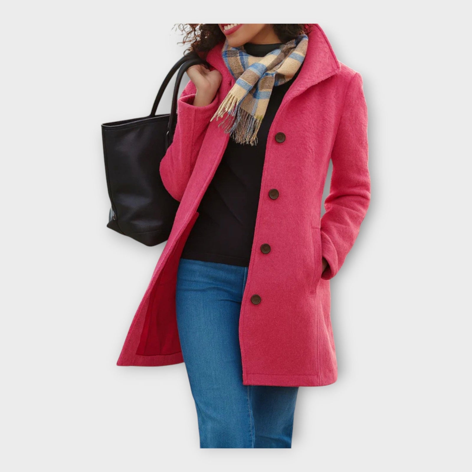 Casaco de Lã Elegante com Botões