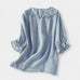 Camisa com Riscas e Gola Decorativa