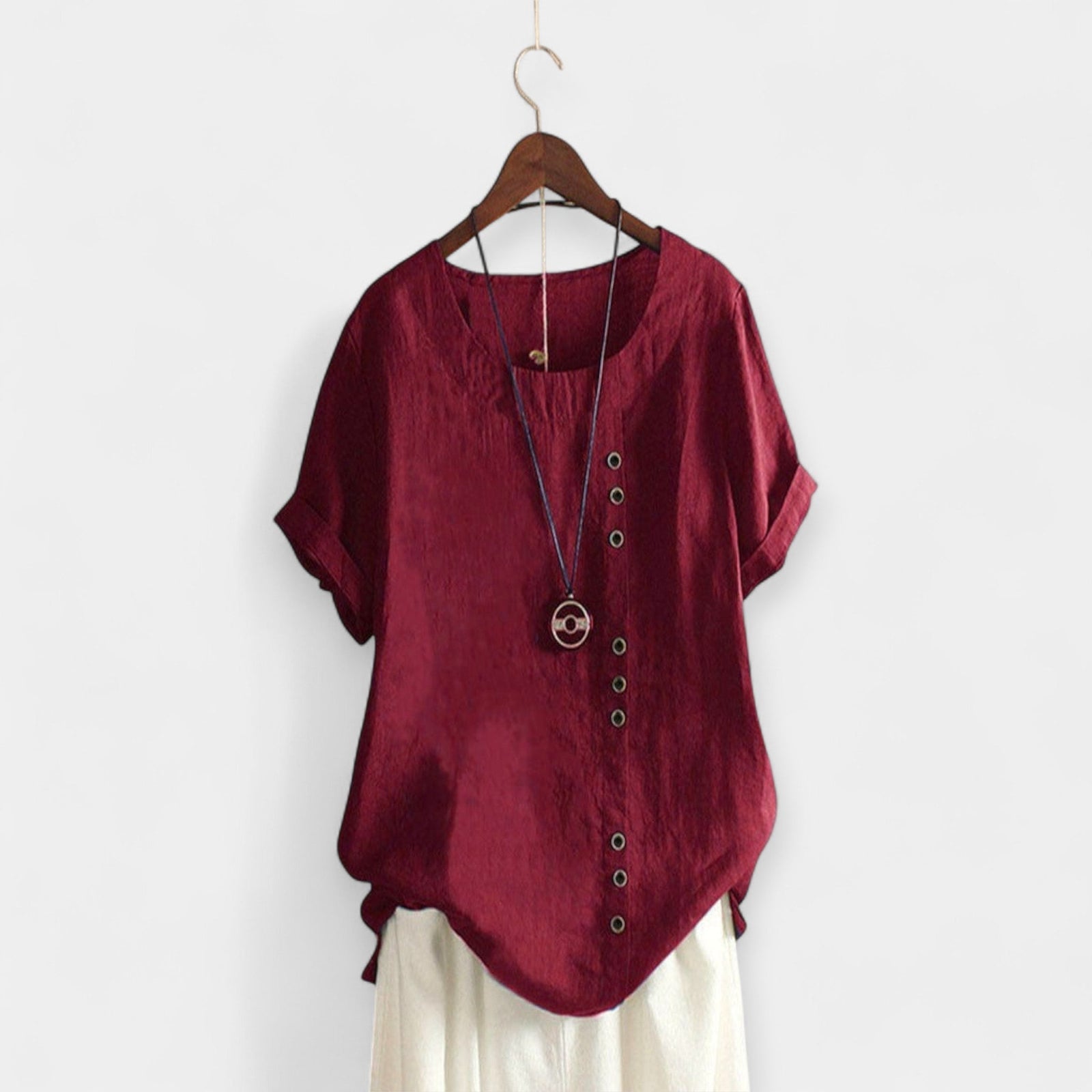 Camisola de Manga Curta com Botões