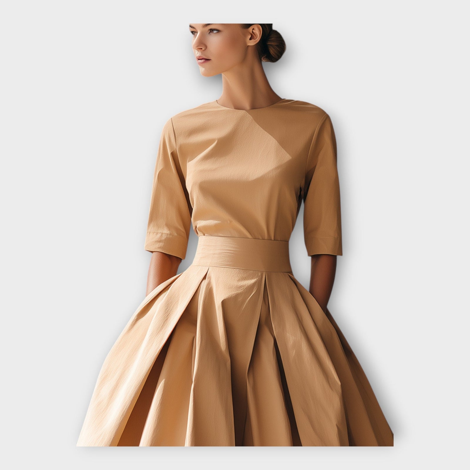 Vestido midi com estética minimalista refinada