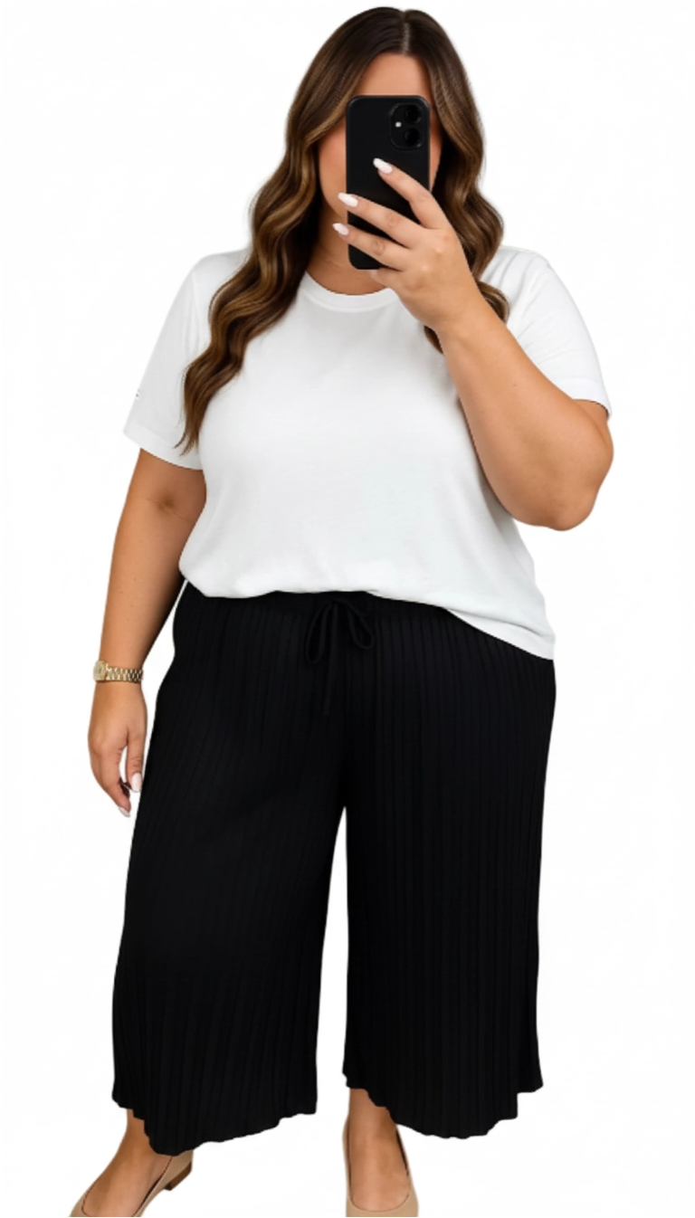 Francisca – Calças Fluídas com Pregas Finas
