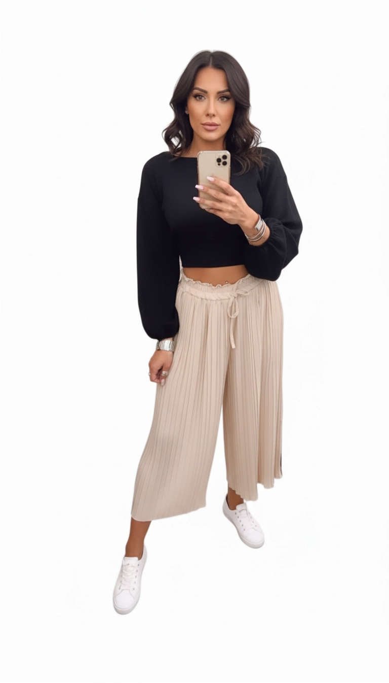Francisca – Calças Fluídas com Pregas Finas