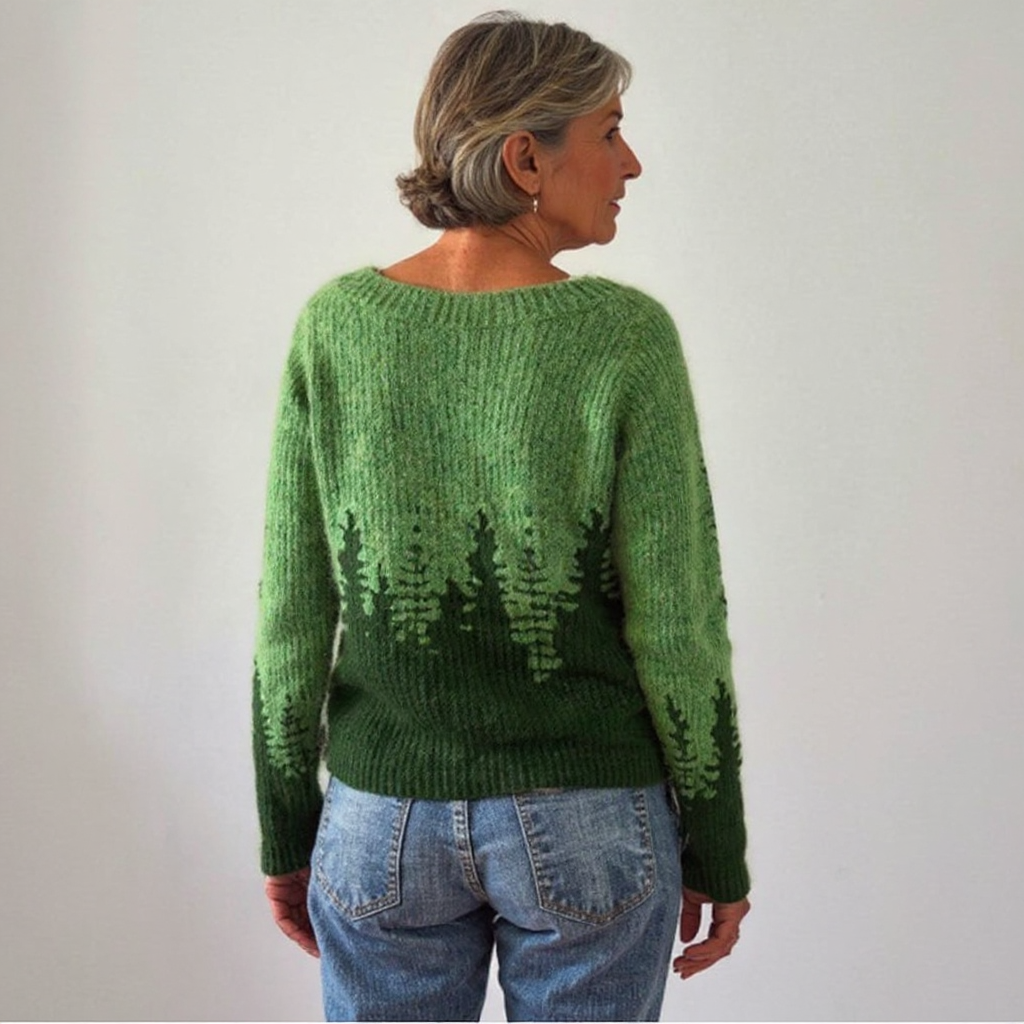 Blusa Tricotada com Padrão Inspirado na Natureza