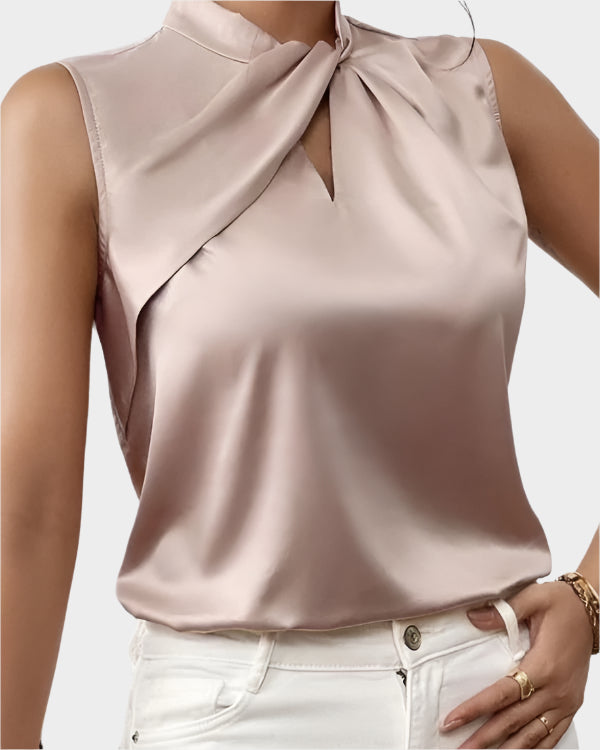 Blusa de Cetim Elegante Sem Mangas