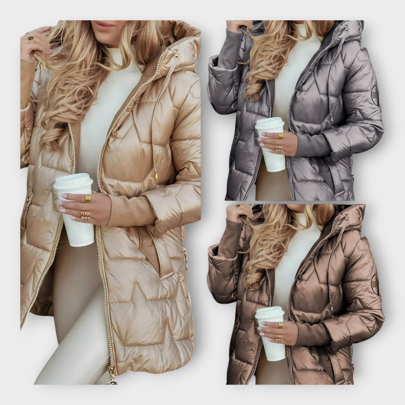 Casaco de Plumas com Capuz